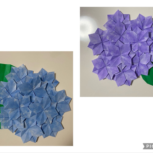 折り紙 ハンドメイド 壁面飾り 折り紙 ハンドメイド あじさい 5月 6月 梅雨 壁面飾り その他素材