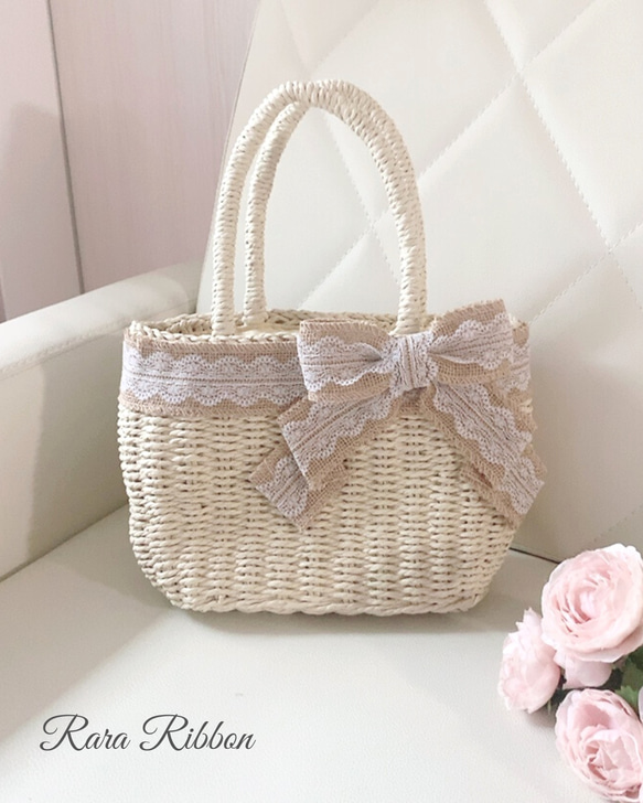 カゴバック かごバッグ 大人 上品 大人可愛い リボン 上品