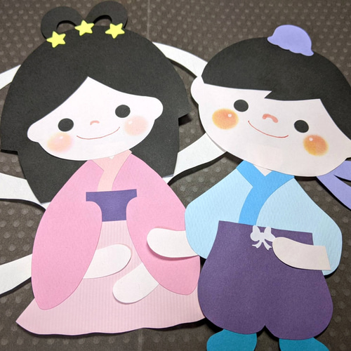 壁面飾り 七夕 織姫と彦星① 雑貨・その他 ナムナム 通販 15939341