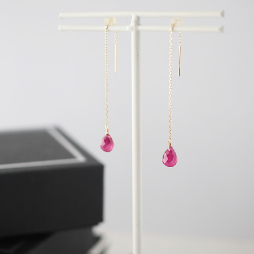 K10 / ルビーピアス / 送料無料 / 7月の誕生石 ピアス（フック