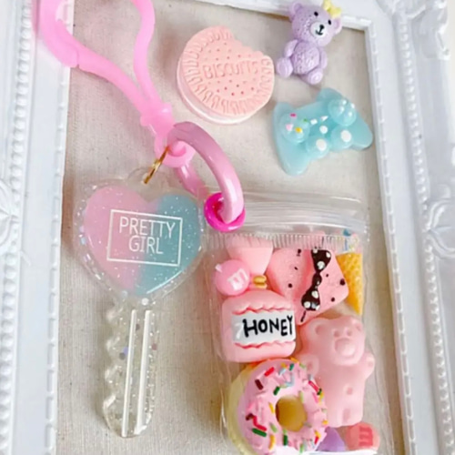 キャンディーバッグキーホルダー くま 水色系 minami-shop_695