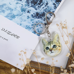 印刷可能な名前付きのカスタマイズされたギフトアクリルキーホルダー記念猫と犬のポートレート恋人ペット 1枚目の画像