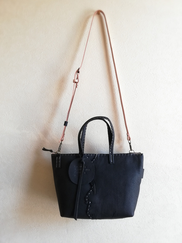 まいにちtote shoulder　黒色　ピッグスキンレザー 6枚目の画像