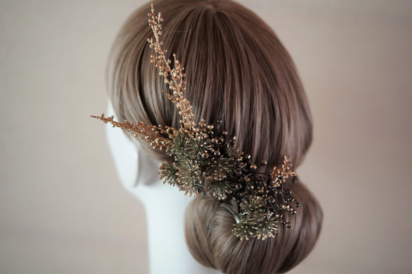 ラスト一点のみ☆【再販】松・金実のヘッドドレス （結婚式髪飾り・成人式髪飾り） 2枚目の画像