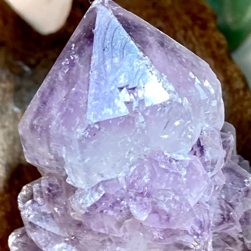 トライゴーニック✨虹入りカクタスアメジストサボテン水晶ラフストーン原石