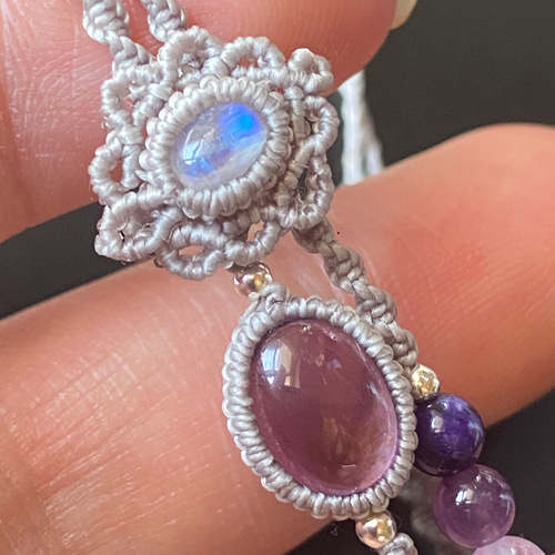 小粒アメジスト×レインボームーンストーン×チャロアイト×ラベンダー