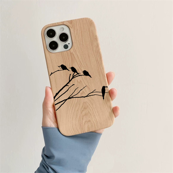 [鳥]天然木ウッドケース iPhoneケース高級感 送料無料 iPhoneカバー 全機種対応 スマホケース 6枚目の画像
