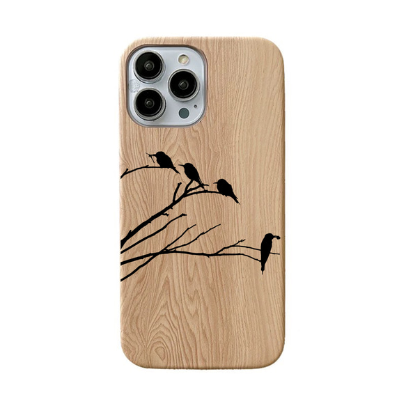 [鳥]天然木ウッドケース iPhoneケース高級感 送料無料 iPhoneカバー 全機種対応 スマホケース 2枚目の画像