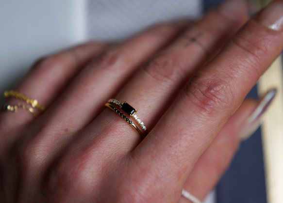 【Sterling Silver925】Tiny Black CZ Stacking Ring 17枚目の画像