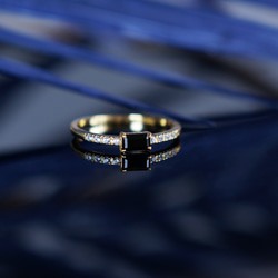 【Sterling Silver925】Black Rectangle CZ Stacking Ring 1枚目の画像