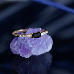 【Sterling Silver925】Black Rectangle CZ Stacking Ring 4枚目の画像