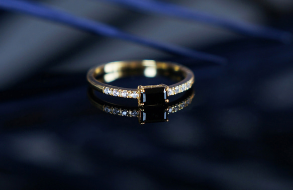 【Sterling Silver925】Black Rectangle CZ Stacking Ring 6枚目の画像