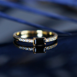 【Sterling Silver925】Black Rectangle CZ Stacking Ring 7枚目の画像