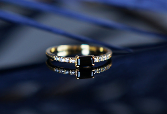 【Sterling Silver925】Black Rectangle CZ Stacking Ring 7枚目の画像