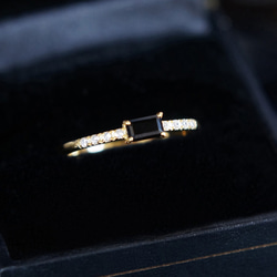 【Sterling Silver925】Black Rectangle CZ Stacking Ring 12枚目の画像