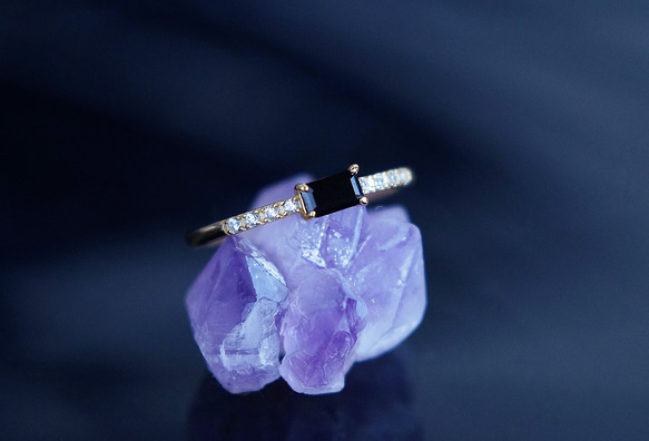 【Sterling Silver925】Black Rectangle CZ Stacking Ring 10枚目の画像