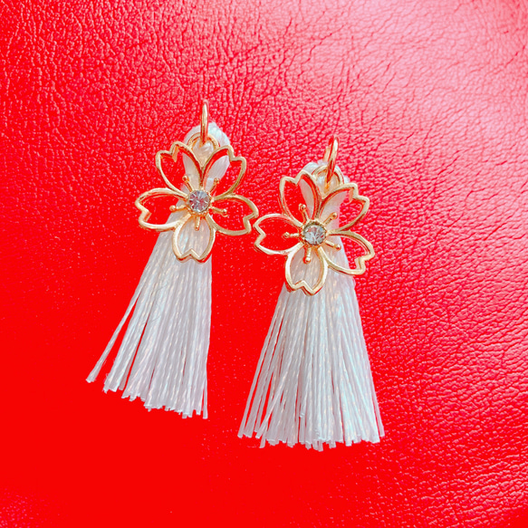 桜☆タッセル☆お祭りよさこい⭐お祭り⭐ピアス☆イヤリング⭐タッセル