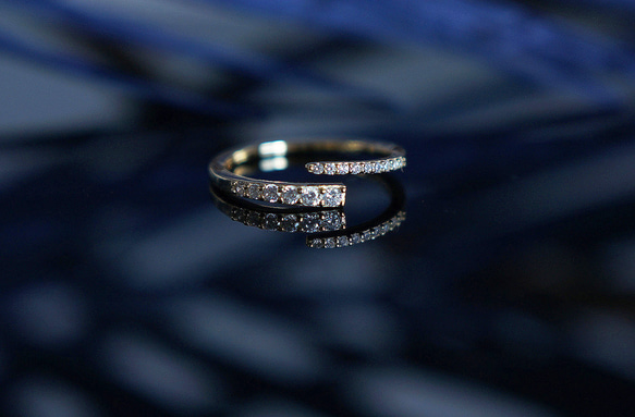 【Sterling Silver925】Elegant Double CZ Band Open Ring 5枚目の画像