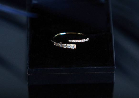 【Sterling Silver925】Elegant Double CZ Band Open Ring 12枚目の画像