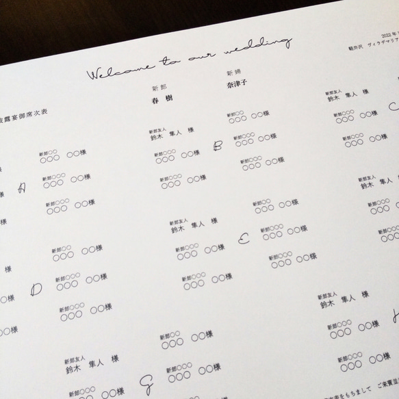 【 送料無料 】メニューと挨拶文 /20部 席次表 シンプル01 3枚目の画像