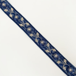 [ 294 ] インド刺繍 リボン 濃紺 花柄 幅:2.5cm 4枚目の画像