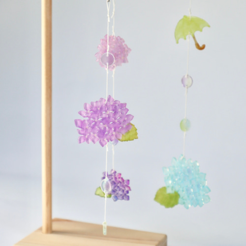 卓上ミニモビール・小さな傘とあじさい《特集掲載》 モビール atelier