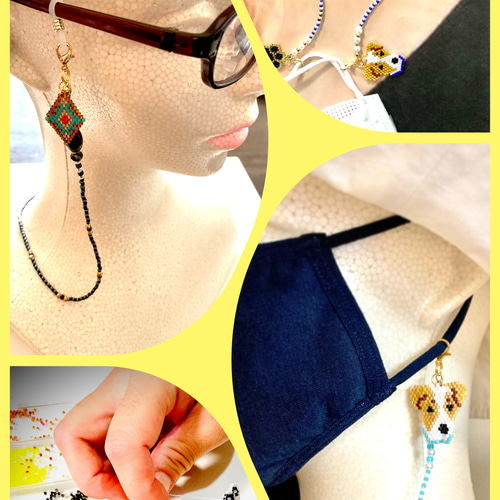 ♪650 ❤️ アンティーク　ビーズ　マスクチェーン　メガネチェーン　ハンドメイド ♪650 ❤️ アンティークビーズマスクチェーンメガネチェーン