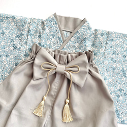 洗えるベビー袴｜男の子／花柄×ブルー 百日祝い お食い初め 100日祝い