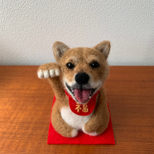 雑種犬 ミックス犬 招き犬 犬の置物 羊毛フェルト gunteneko 通販