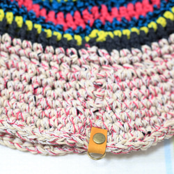 サマーニット帽　バケットハット　手編み　夏糸　クロッシェ　帽子　ピンク系　メンズ　レディース　ジュニア 7枚目の画像