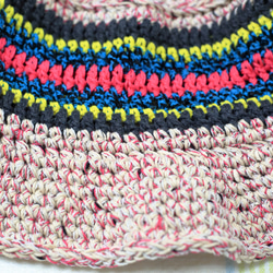 サマーニット帽　バケットハット　手編み　夏糸　クロッシェ　帽子　ピンク系　メンズ　レディース　ジュニア 4枚目の画像