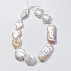 p099 淡水パール アソート ミックス 5ペア 1連 本真珠 パーツ 素材 白 1枚目の画像