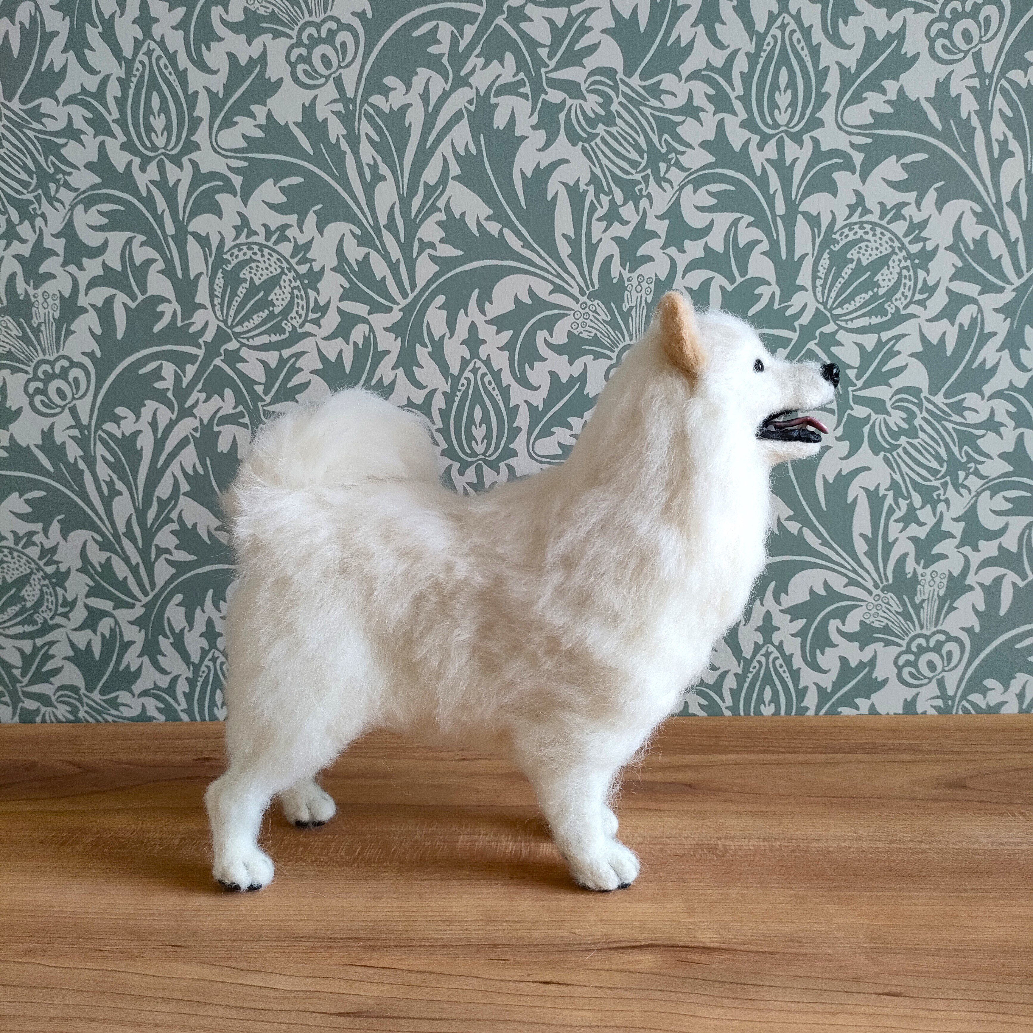 ◇つんつん工房DEKO◇羊毛フェルト◇白のもふもふわんこ◇手のり