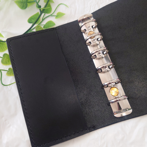 真鍮と本革のシステム手帳 フラップ】 A5 レザー ヌメ革 キャメル