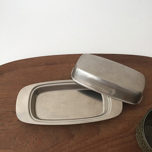 ヴィンテージバターケース 北欧デンマーク製 キッチン雑貨　古道具 　ステンレス　butter case 4枚目の画像