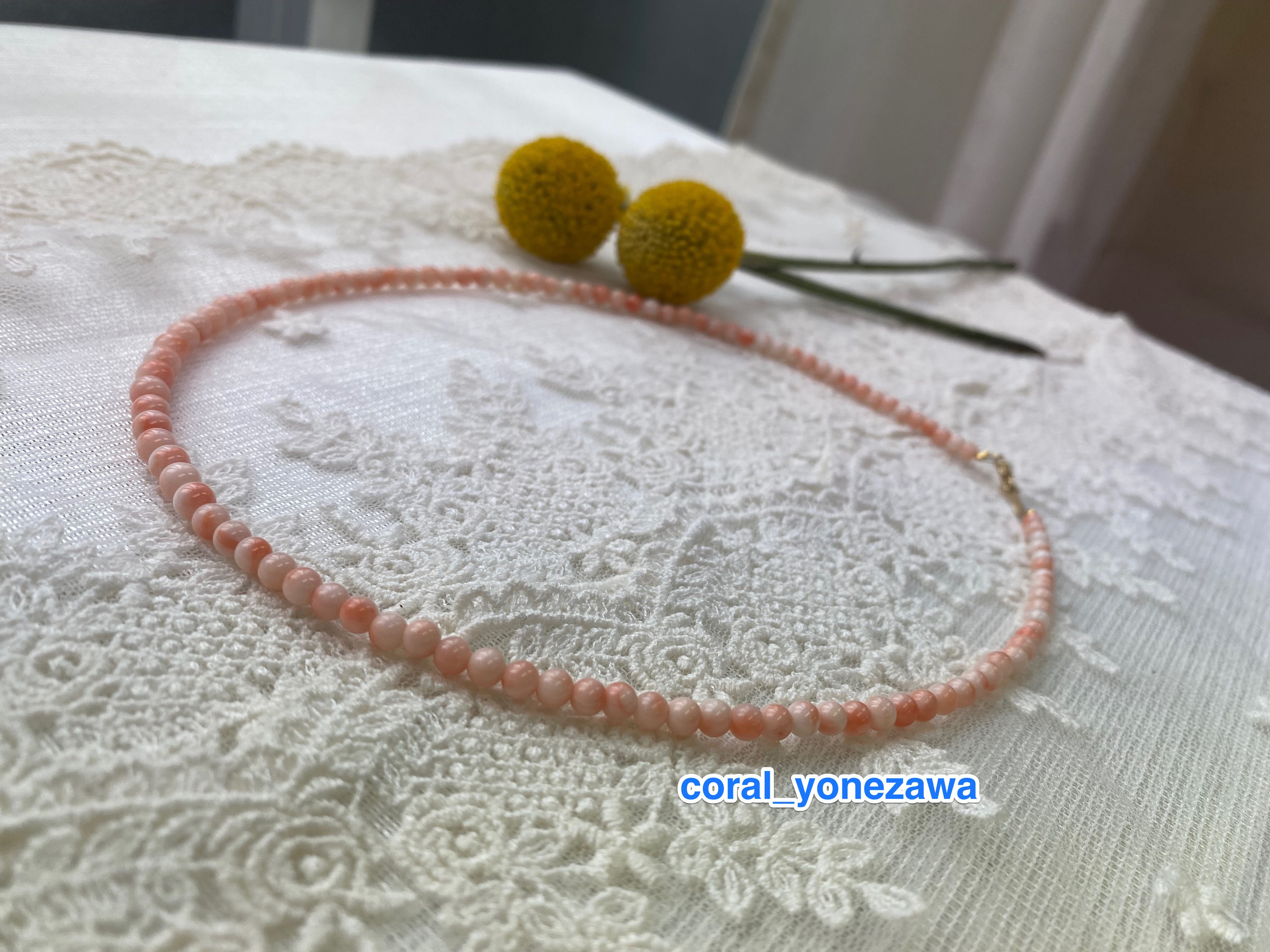 【お勧め作品】あなたのファースト珊瑚に… K18 3月誕生石　ピンクコーラル　珊瑚のシンプルな珠ネックレス