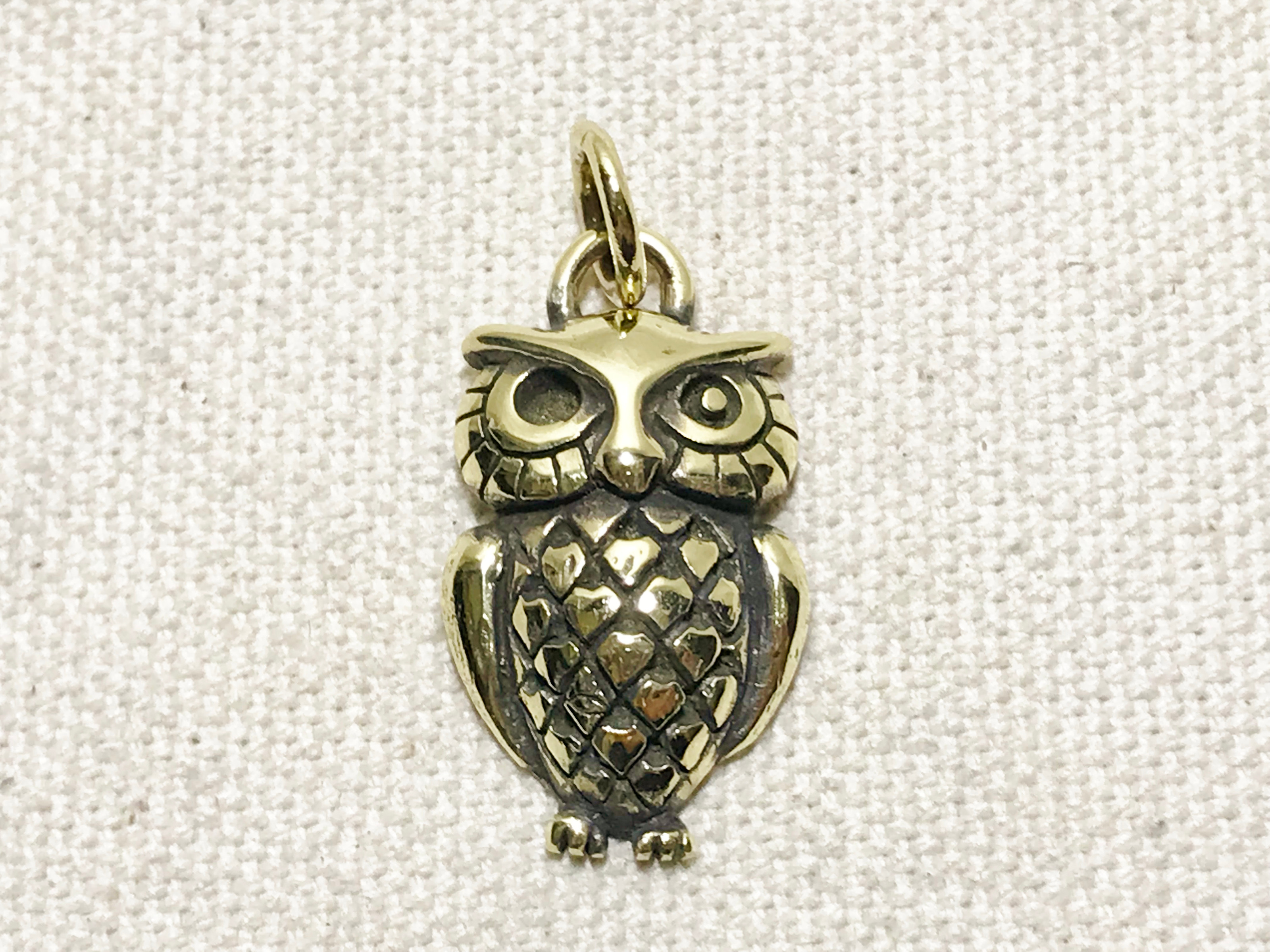 金箔貼り？　フクロウネックレストップ ORIGINAlL K18 ふくろう（大）ペンダントトップ | GOLD HOUSE Japan