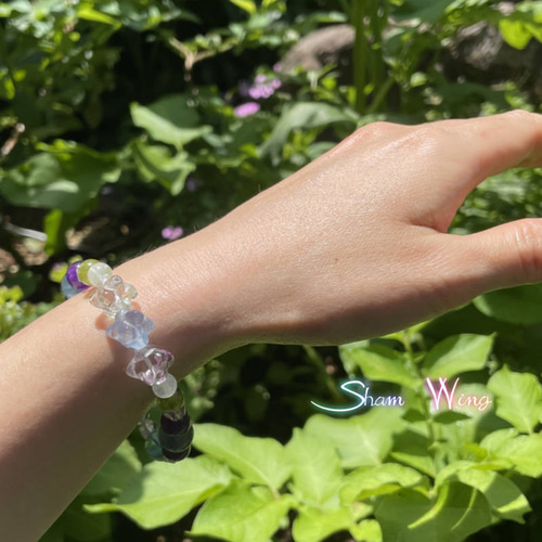 大粒ペリドット＆ブルーグリーンフローライトブレスレット+:｡初夏の  