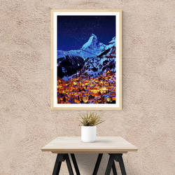 【アートポスター】スイス ツェルマットの雪夜（作品No.504） 2枚目の画像