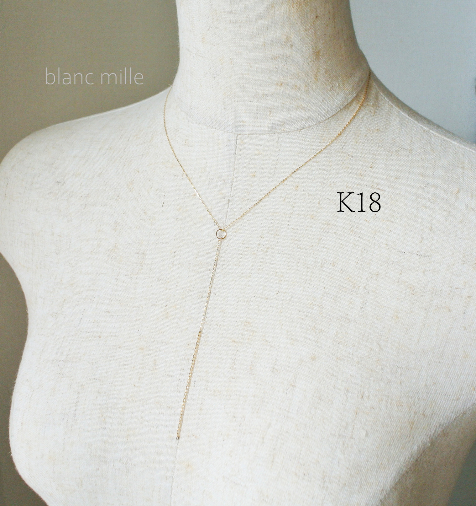 No.n-0.7la○*K18ラリエットネックレス○*18金無垢　長さオーダー　18k　2way　シンプルネックレス