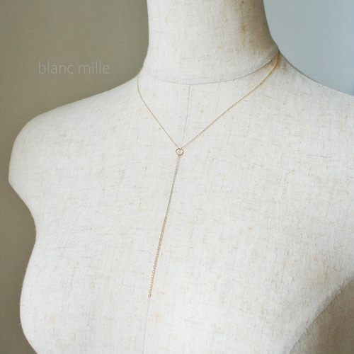 K18YGウェーブスティックラリエットロングネックレス　全長73㎝ K18YGウェーブスティックラリエットロングネックレス 全長73