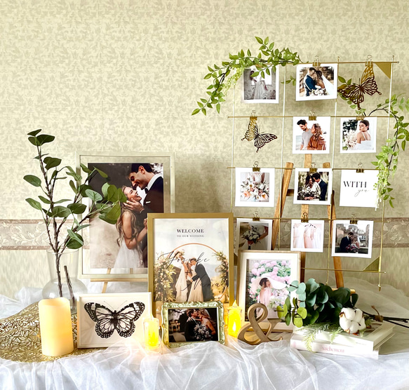 春夏婚向け ウェルカムスペース セット IKEAミールヘーデン付き ナチュラル 装飾 造花 結婚式 受付 1枚目の画像