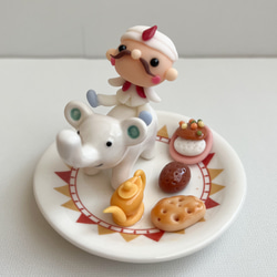 お正月飾り 白ヘビ 三宝 干支作品 十二支 蛇 鏡餅 こねこね