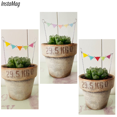 ビーズガーランド ピンク ガーデンピック 多肉植物の寄せ植えに