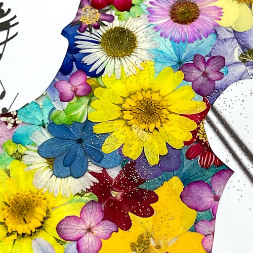 お花の音色が舞うバイオリンの押し花アート額 ギフト その他アート