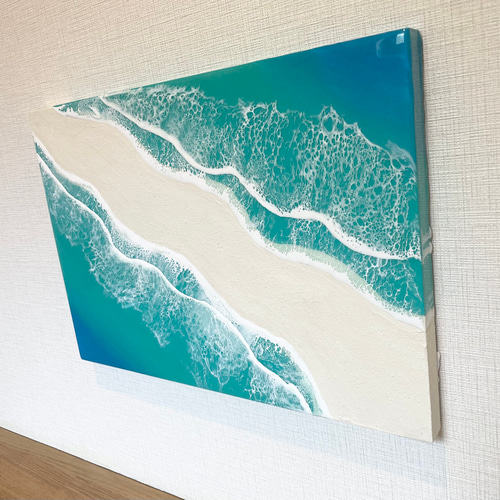 オーシャンアート 波レジンアート B4サイズ 海 ターコイズブルー