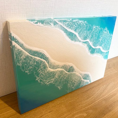 オーシャンアート 波レジンアート B4サイズ 海 ターコイズブルー