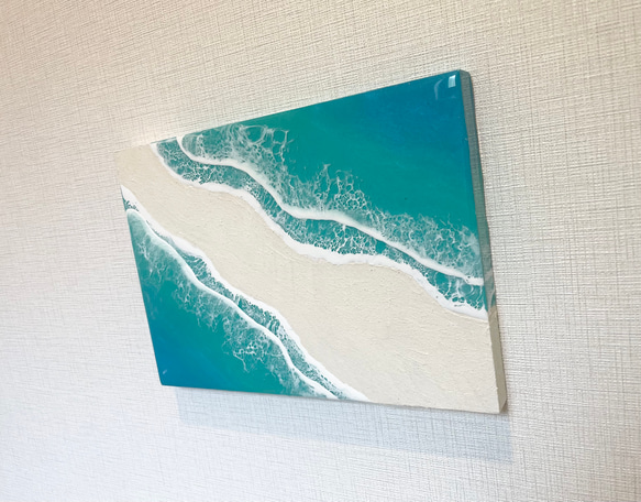 オーシャンアート 波レジンアート B5サイズ 海 ターコイズブルー【長方形 R-16】 5枚目の画像