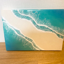 オーシャンアート 波レジンアート B5サイズ 海 ターコイズブルー【長方形 R-16】 2枚目の画像