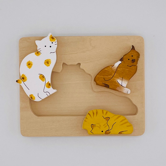 木製パズル　猫の昼下がり 2枚目の画像